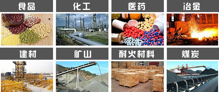 直徑1000型振動(dòng)篩使用的行業(yè):食品，化工，醫(yī)藥，冶金，建材，礦山，耐火材料，煤炭等行業(yè)。