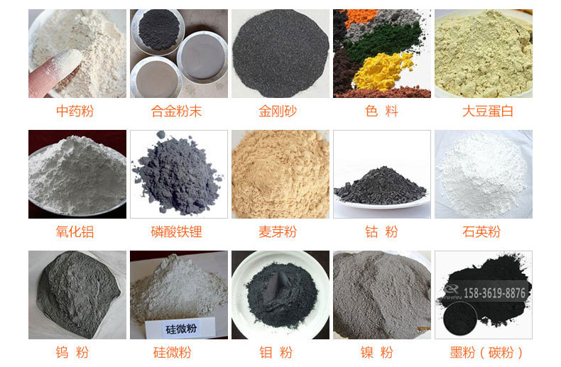 氣體保護(hù)超聲波振動(dòng)篩的行業(yè)應(yīng)用：中藥粉，合金粉末，金剛砂，色料，大豆蛋白，氧化鋁，磷酸鐵鋰，麥芽粉，鈷粉，石英粉，鎢粉，硅微粉，鉬粉，墨粉。