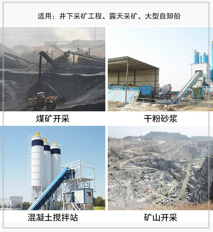 大傾角皮帶輸送機(jī)適用于煤礦開采，混凝土攪拌站，干粉砂漿，礦山開采等行業(yè)中。