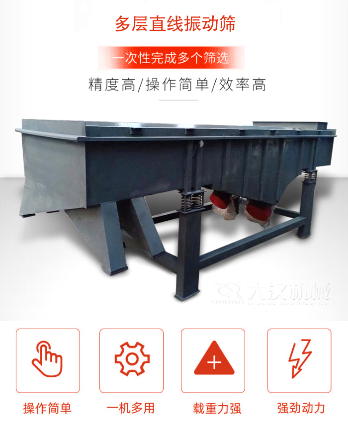 多層直線振動(dòng)篩篩分精度高，操作簡(jiǎn)單，效率高，一次性完成多種篩選。