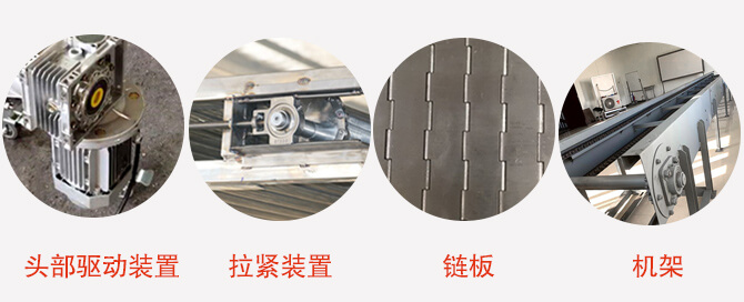鏈板輸送機結構：頭部驅動裝置，拉緊裝置，鏈板，機架等圖片展示