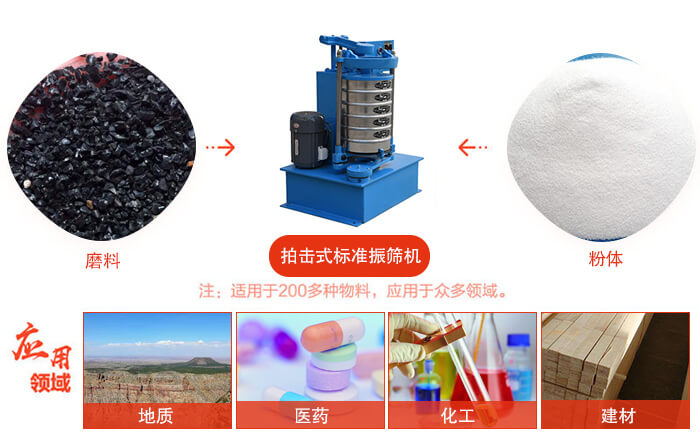 拍擊篩適用于多種物料顆粒狀，粉狀，不規(guī)則物料的篩分。